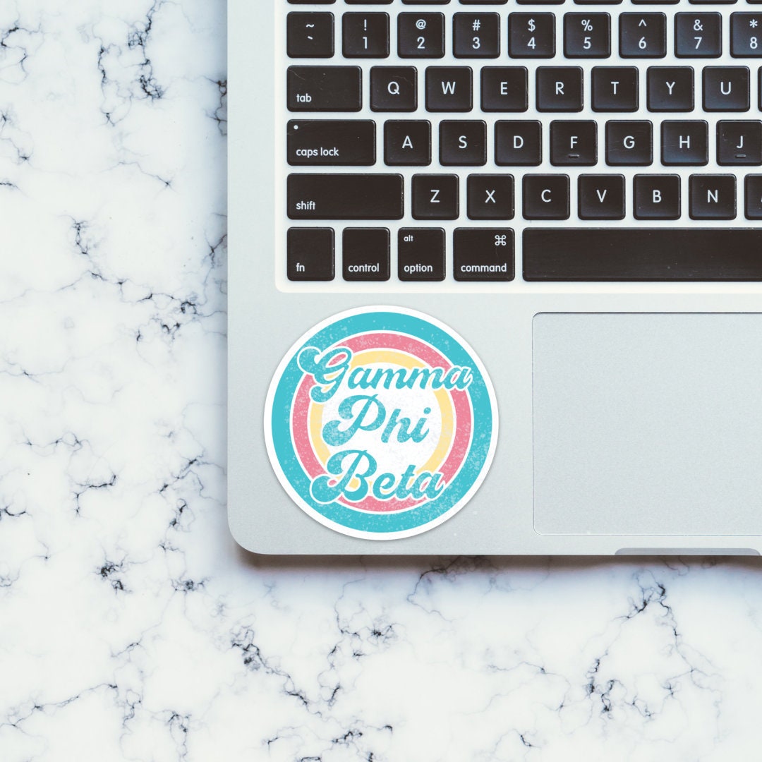 Gamma Phi Beta Vintage Beach Pink, Yellow, and Blue Sticker | Official Licensed Product