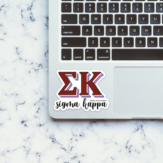 Sigma Kappa Sorority Layered Letters Sticker  / Decal |  for Car, Laptop, Mug, Cup, Cooler, Planner