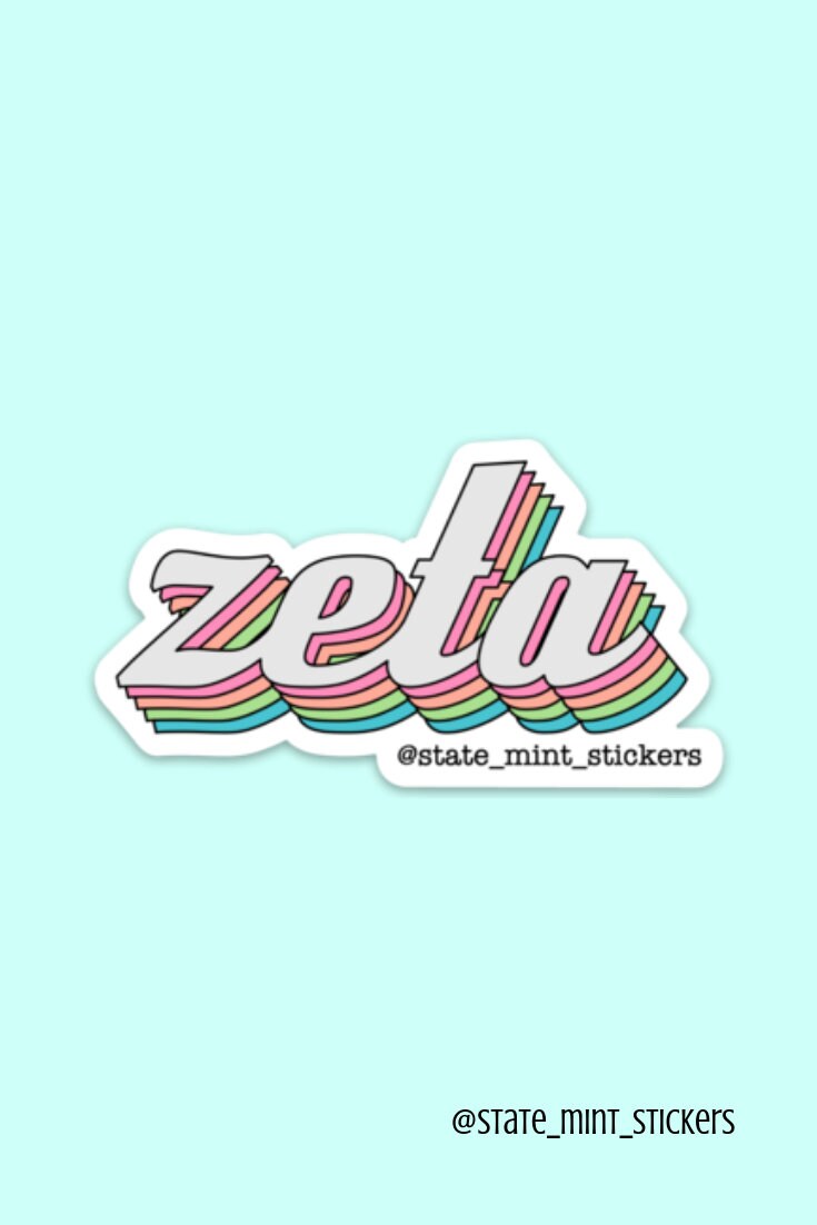 Zeta Tau Alpha Sorority Retro Rainbow Sticker / Decal | 3.5" Wide