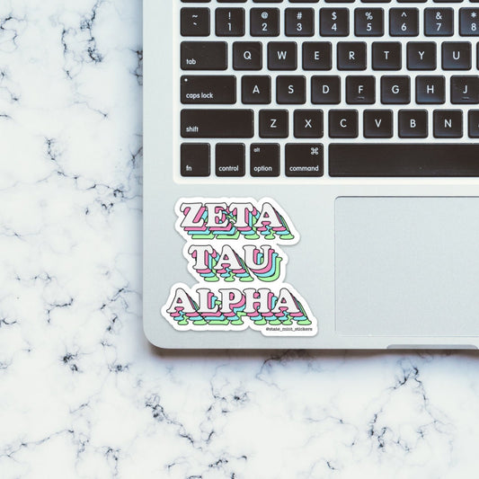Zeta Tau Alpha Sorority Pastel Letters Sticker / Decal | 3.5" Wide