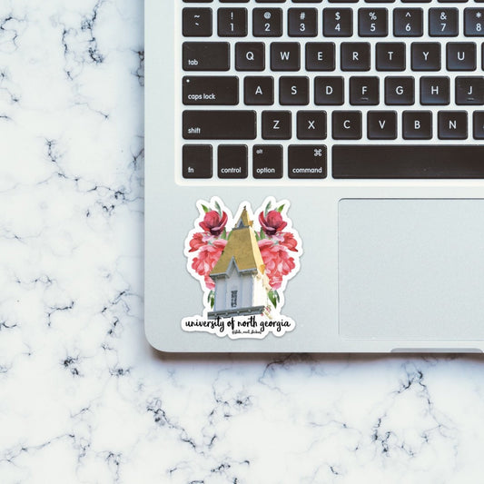 UNG Dahlonega Floral Sticker | Price Memorial Steeple University of North Georgia, UNG, NGCSU, student, graduate, alumni, alum, gift