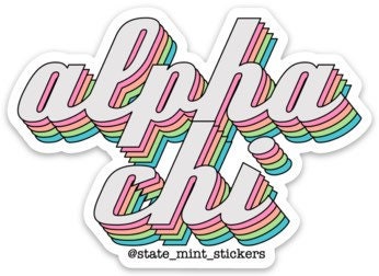 Alpha Chi Omega Sorority Pastel Rainbow Sticker  | 4 inch wide sticker, pastel, big little, reveal, basket, gift, custom, bulk, laptop, car