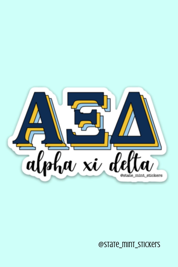 Alpha Xi Delta Layered Greek Letters Sticker / Decal | 3.5" Wide