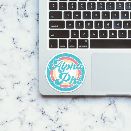 Alpha Phi Sorority Vintage Beach Circle Sticker / Decal | 3.5" Circle