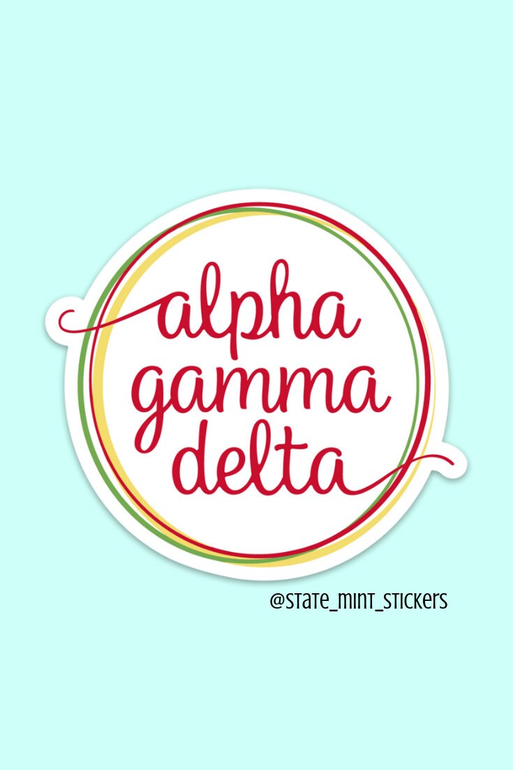 Alpha Gamma Delta Sorority Red, Buff and Green New Logo Sticker