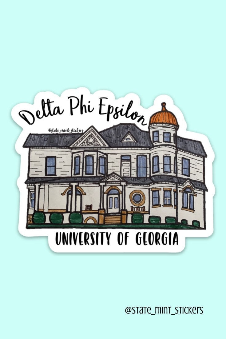 Delta Phi Epsilon University of Georgia Sorority House Sticker | 3.5"   / Decal |  for Car, Laptop, Mug, Cup, Cooler, Planner