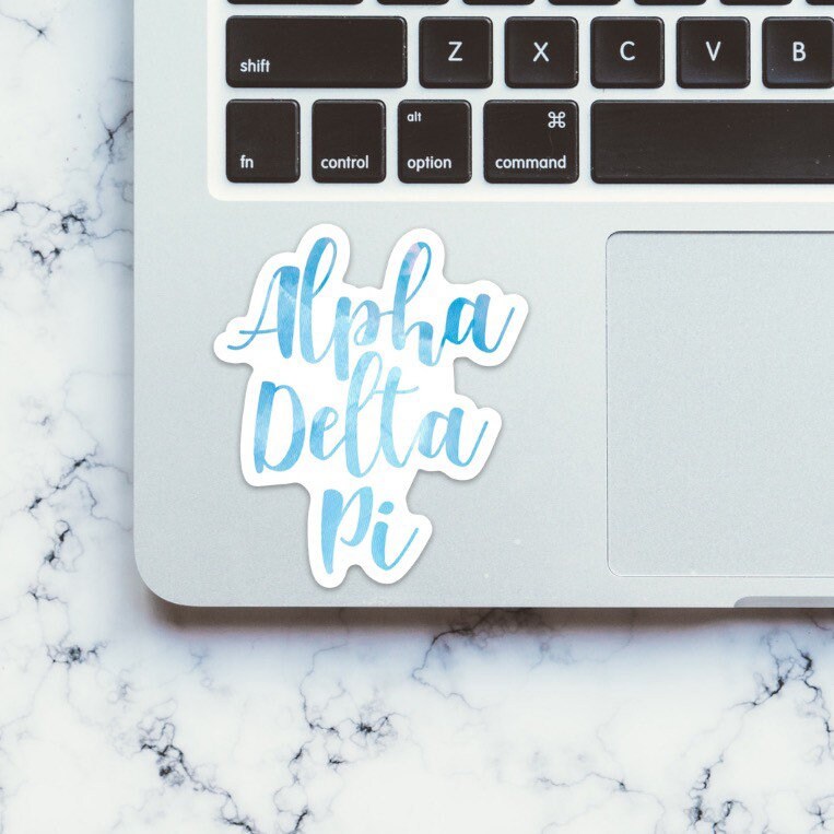 Alpha Delta Pi Blue Watercolor Sorority Sticker | 3.5" Tall  / Decal |  for Car, Laptop, Mug, Cup, Cooler, Planner