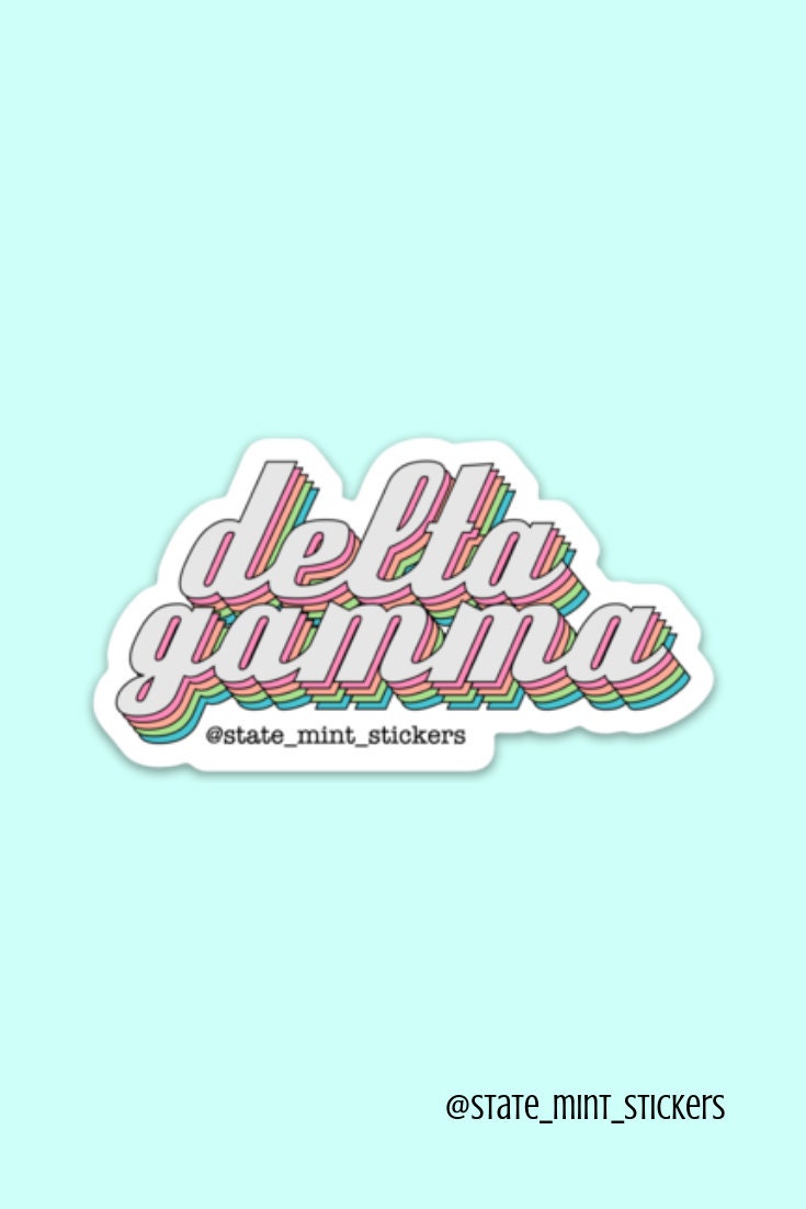 Delta Gamma Sorority Retro Rainbow Sticker / Decal | 3.5"