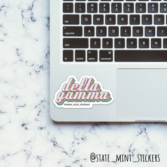 Delta Gamma Sorority Retro Rainbow Sticker / Decal | 3.5"