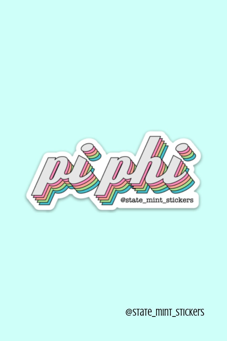 Pi Beta Phi "Pi Phi" Sorority Retro Rainbow Sticker / Decal | 3.5" Wide