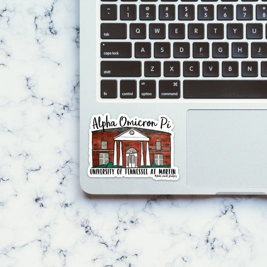 Alpha Omicron Pi University of Tennessee - Martin Sorority House Sticker | 3.5"