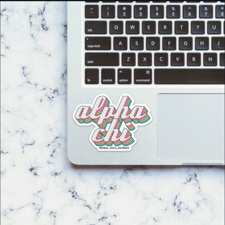 Alpha Chi Omega Sorority Pastel Rainbow Sticker  | 4 inch wide sticker, pastel, big little, reveal, basket, gift, custom, bulk, laptop, car