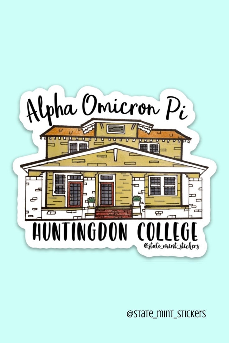 Alpha Omicron Pi Huntingdon College Sorority House Sticker | 3.5"