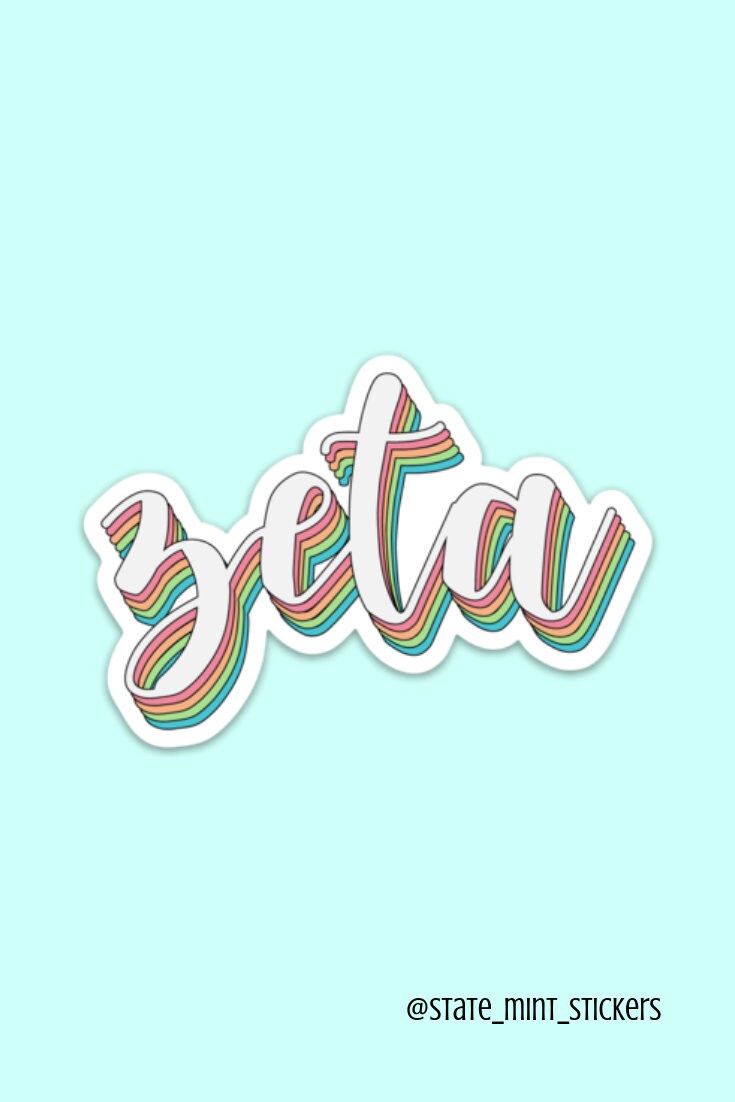 Zeta Tau Alpha Rainbow Sorority Sticker  / Decal |  for Car, Laptop, Mug, Cup, Cooler, Planner