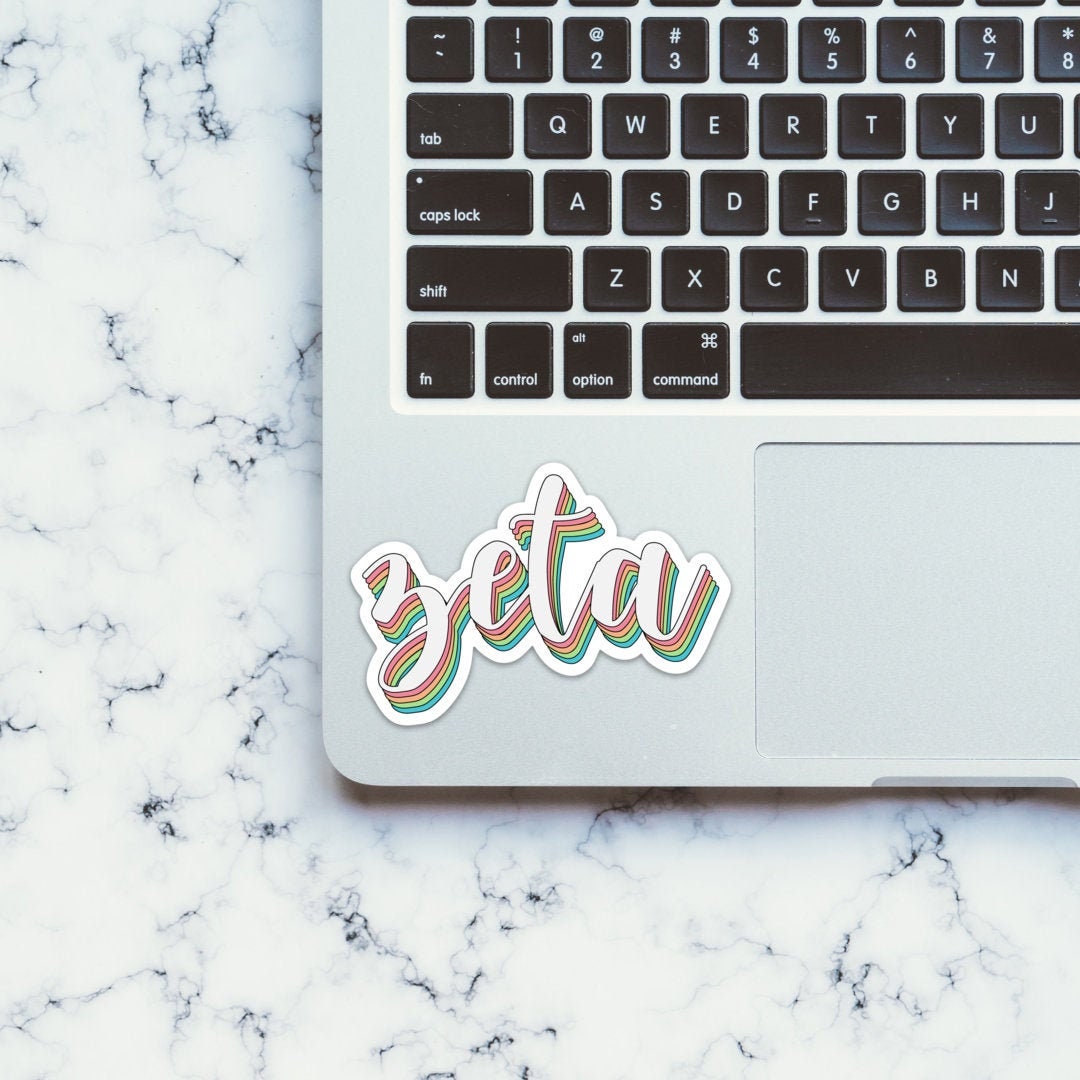 Zeta Tau Alpha Rainbow Sorority Sticker  / Decal |  for Car, Laptop, Mug, Cup, Cooler, Planner