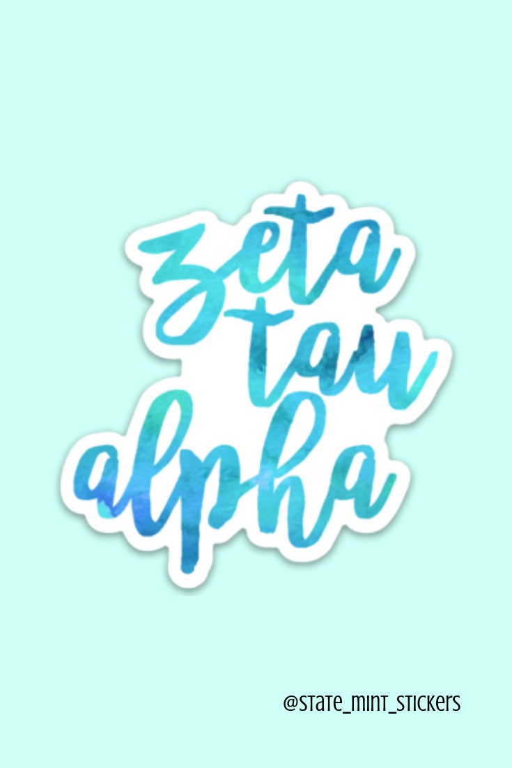 Zeta Tau Alpha Sorority Teal Watercolor Laptop Sticker - 4" Wide