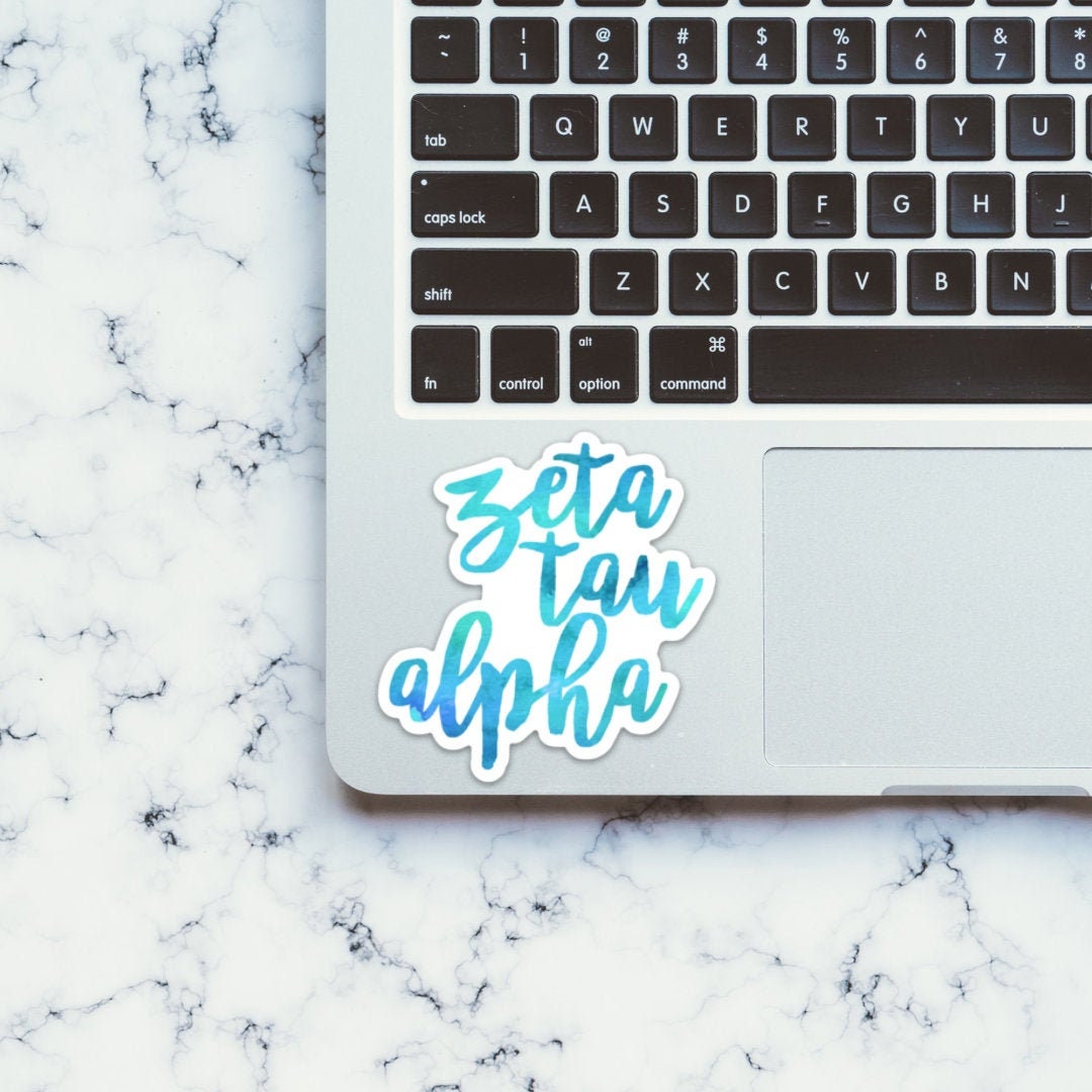 Zeta Tau Alpha Sorority Teal Watercolor Laptop Sticker - 4" Wide
