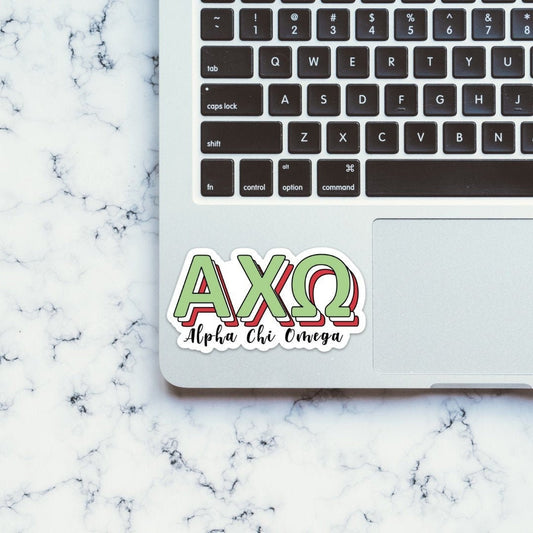 Alpha Chi Omega Sorority Layered Letters Sticker  / Decal |  for Car, Laptop, Mug, Cup, Cooler, Planner, big little, bid day basket, axo