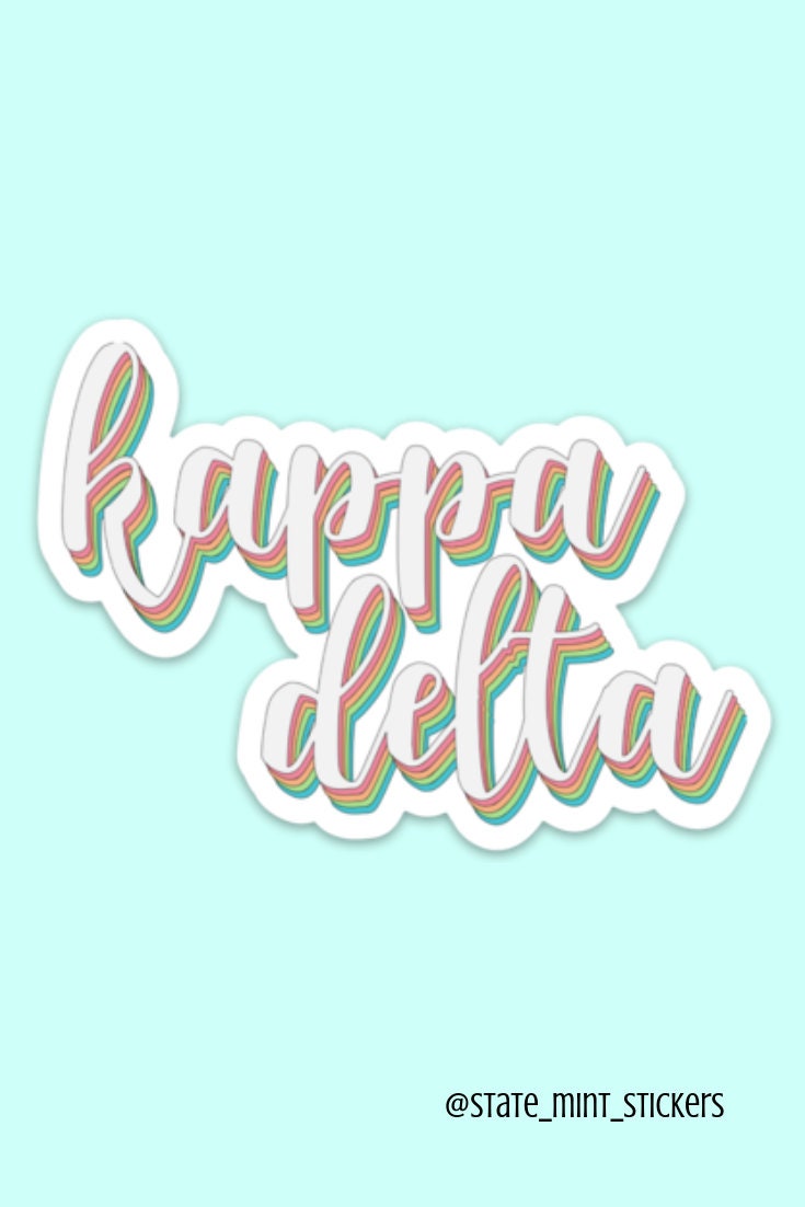 Kappa Delta Curly Rainbow Sticker  | 4" Wide  / Decal |  for Car, Laptop, Mug, Cup, Cooler, Planner