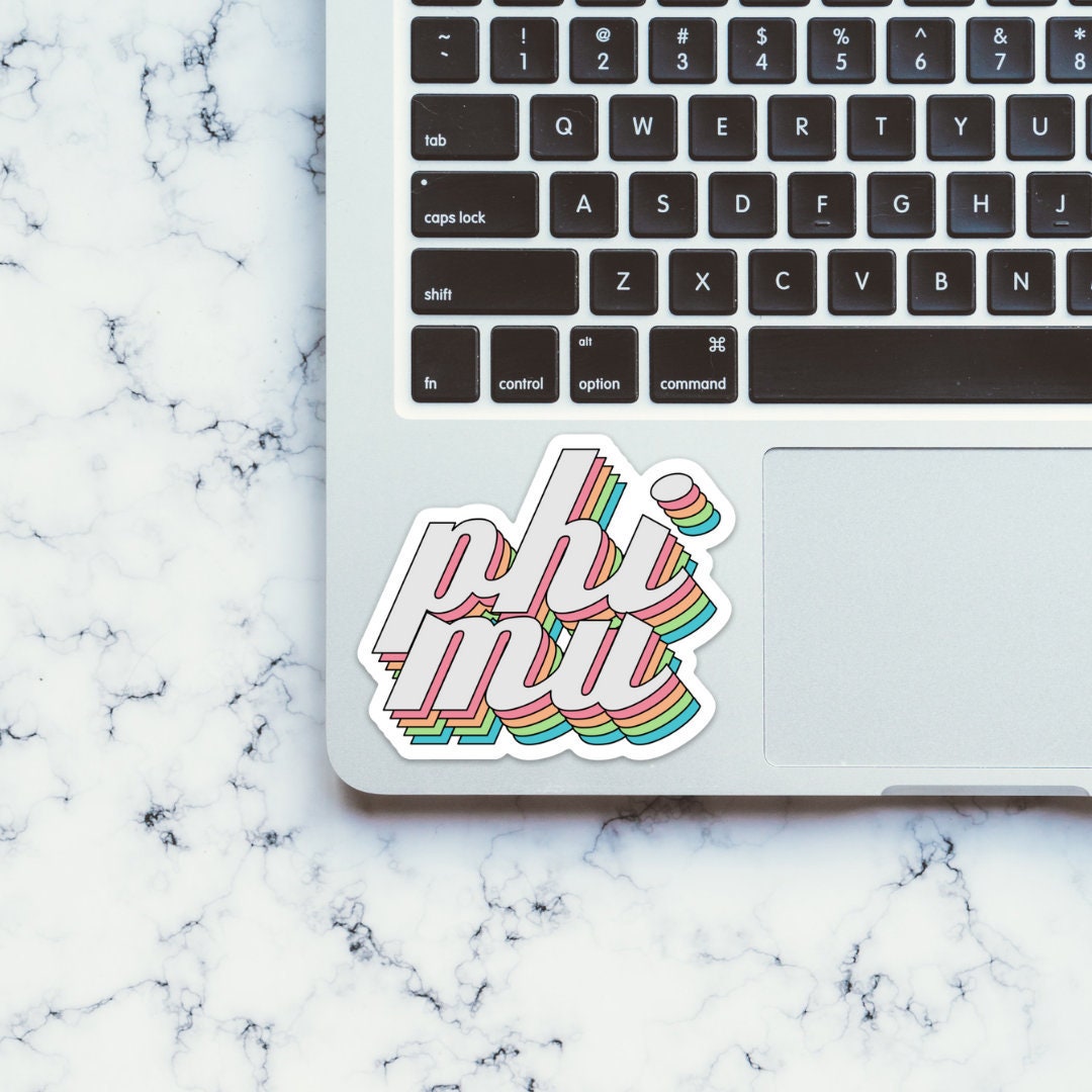 Phi Mu Sorority Pastel Rainbow Sticker / Decal | 4" Wide  |  for Car, Laptop, Mug, Cup, Cooler, Planner