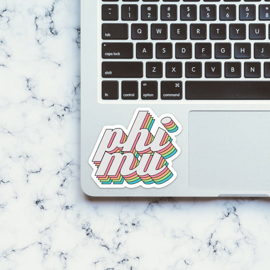 Phi Mu Sorority Pastel Rainbow Sticker / Decal | 4" Wide  |  for Car, Laptop, Mug, Cup, Cooler, Planner