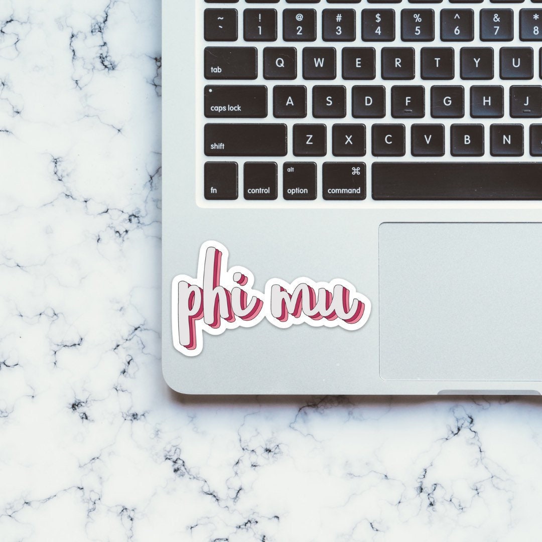 Phi Mu Sorority Pink Sticker Decal  | 4" Wide  / Decal |  for Car, Laptop, Mug, Cup, Cooler, Planner