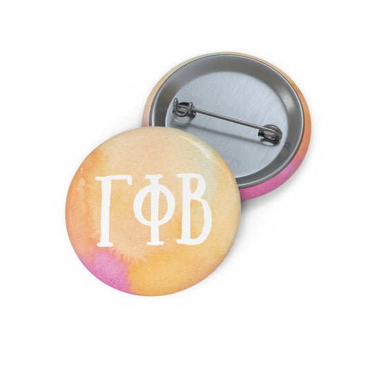 Gamma Phi Beta Watercolor Sorority Greek Letter Pin Buttons