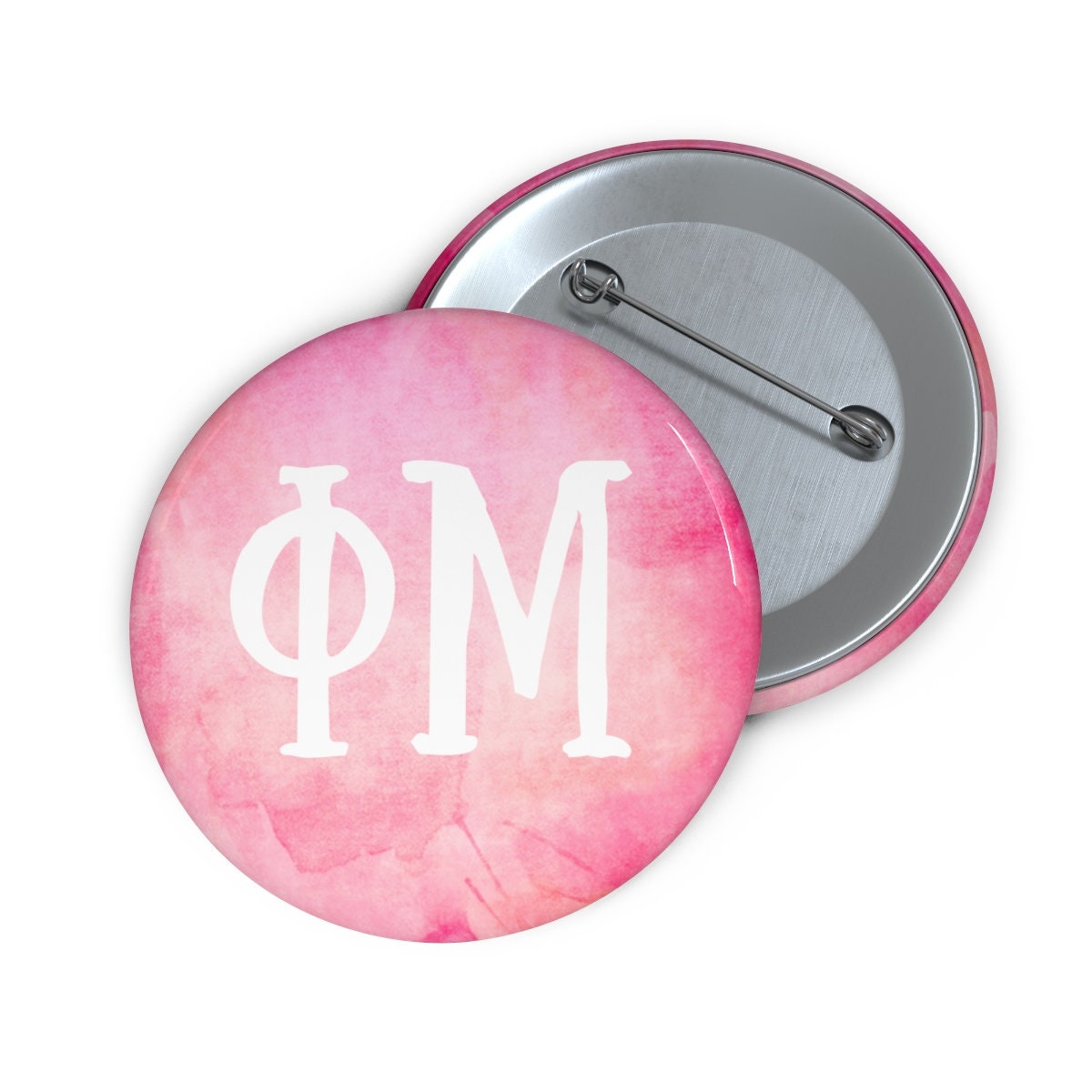 Phi Mu Sorority Greek Letter Watercolor Pin Buttons