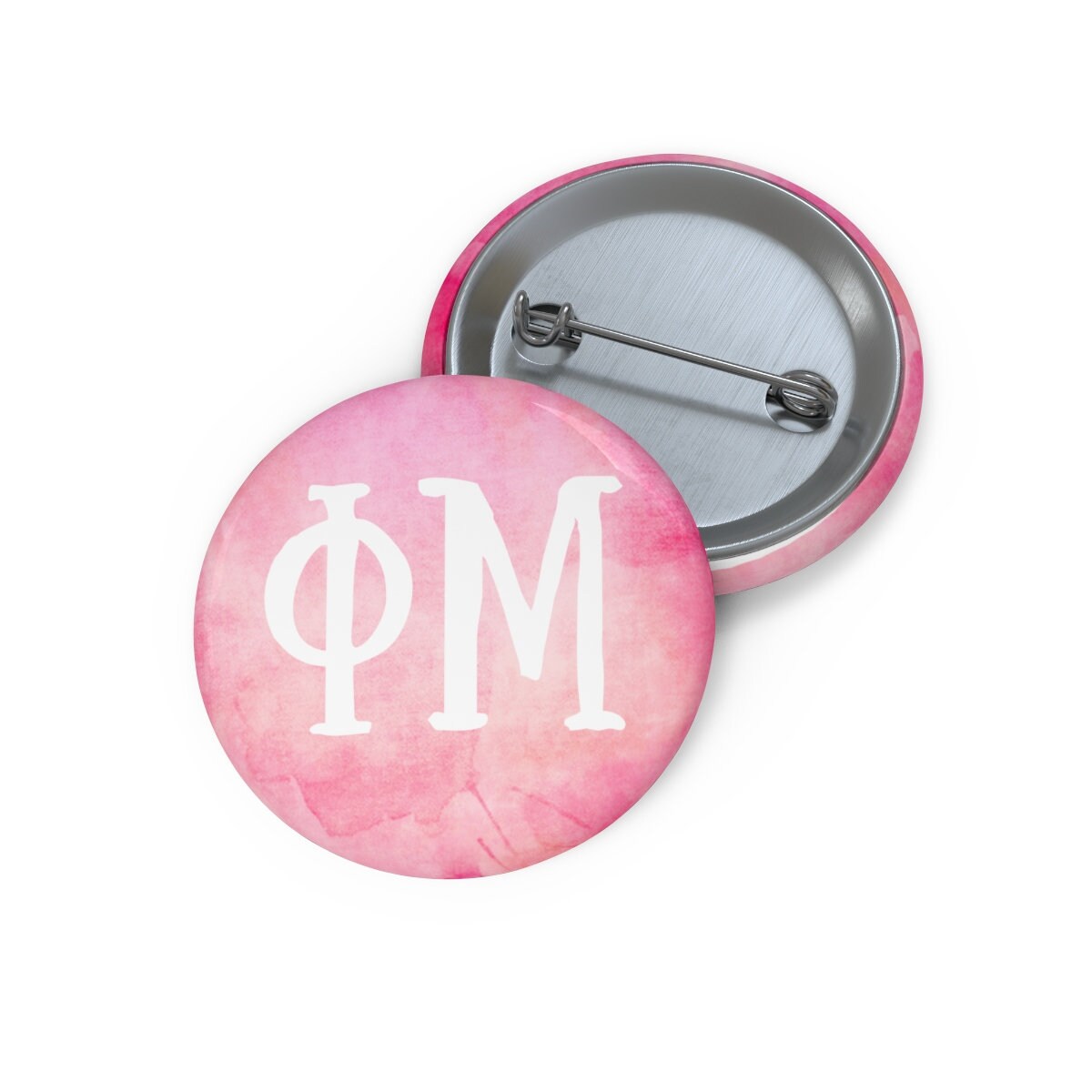 Phi Mu Sorority Greek Letter Watercolor Pin Buttons