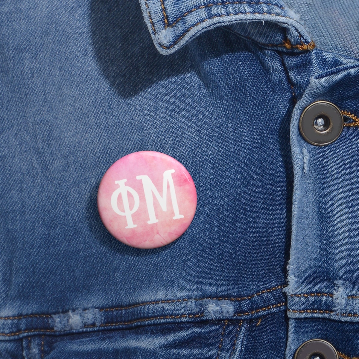 Phi Mu Sorority Greek Letter Watercolor Pin Buttons