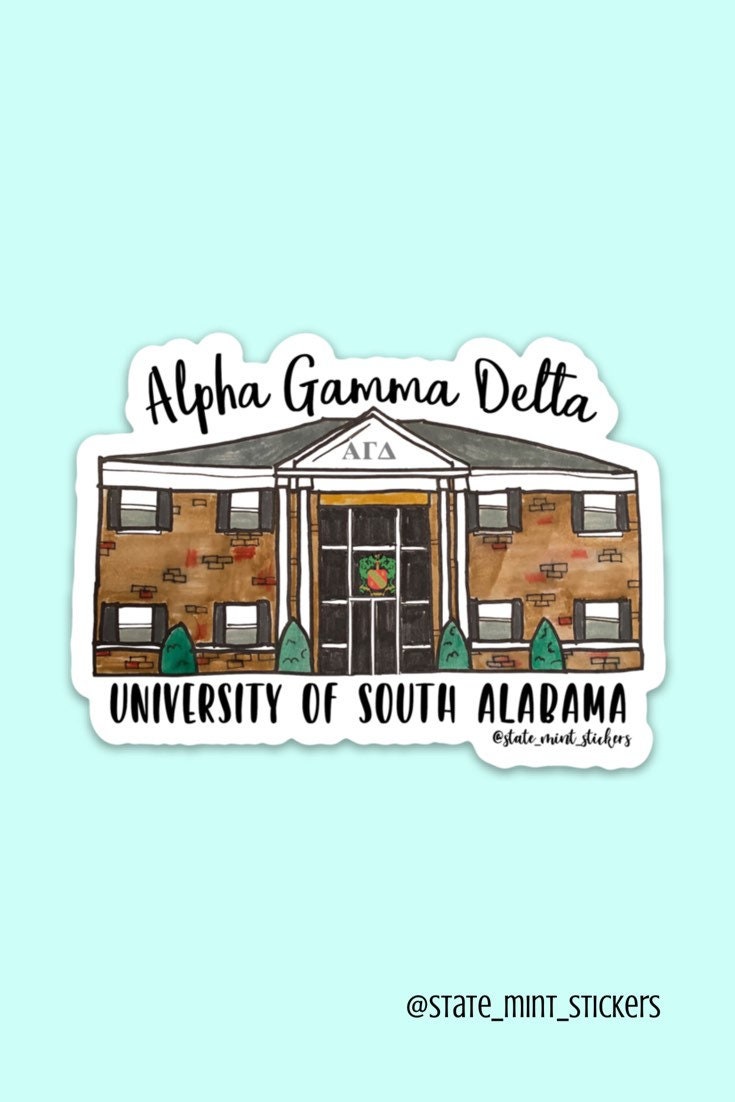 Alpha Gamma Delta University of South Alabama Sorority House Sticker | 3.5"