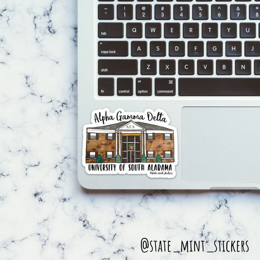 Alpha Gamma Delta University of South Alabama Sorority House Sticker | 3.5"