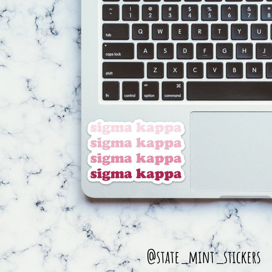 Sigma Kappa Sorority ΣΚ Gradient Sticker  | 4" Wide