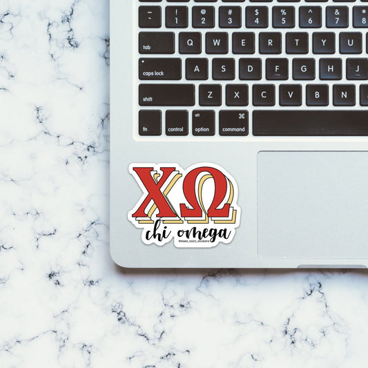 Chi Omega Sorority Layered Letters Sticker