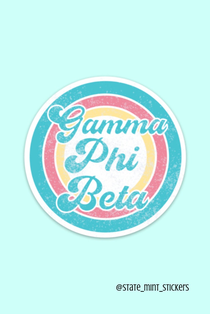 Gamma Phi Beta Vintage Beach Pink, Yellow, and Blue Sticker | Official Licensed Product