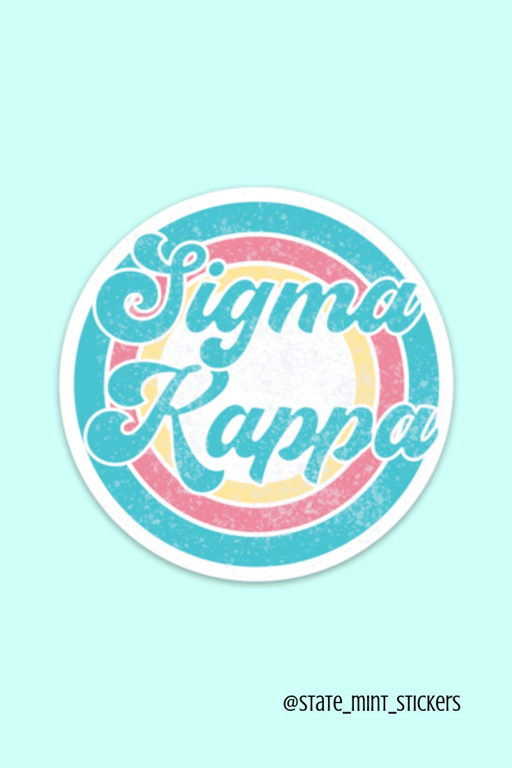 Sigma Kappa Sorority Vintage Beach Yellow, Pink, and Blue Sticker