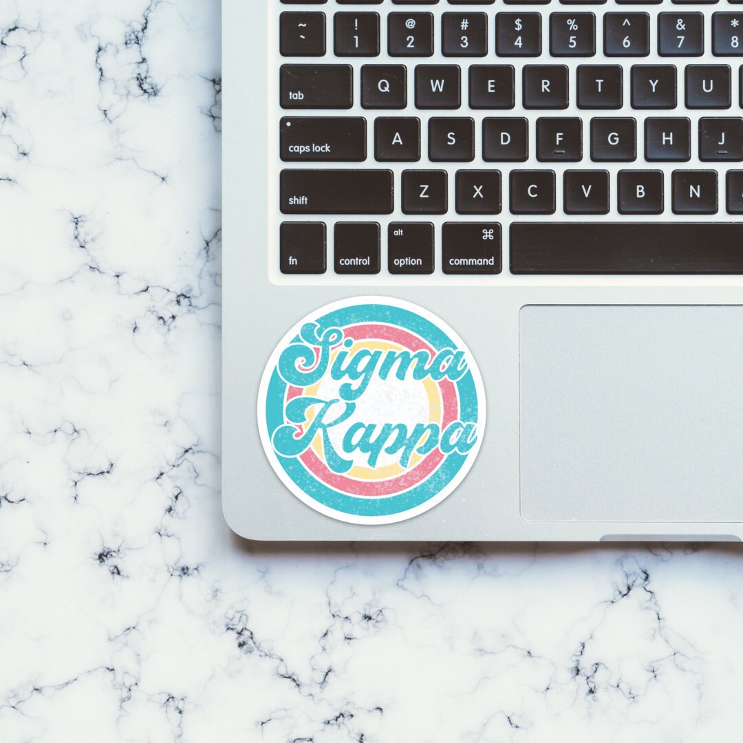 Sigma Kappa Sorority Vintage Beach Yellow, Pink, and Blue Sticker