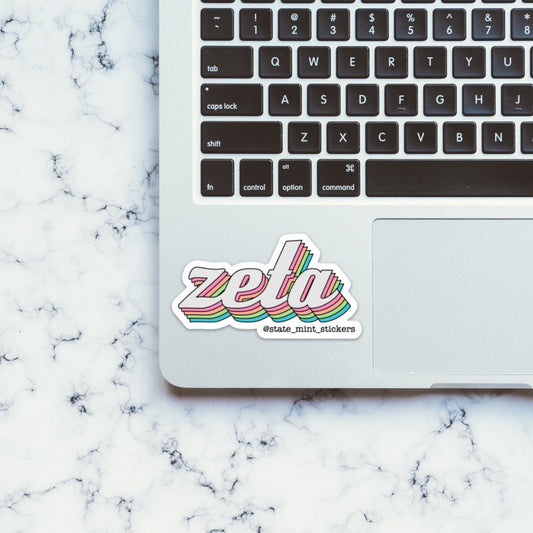 Zeta Tau Alpha Sorority Retro Rainbow Sticker / Decal | 3.5" Wide