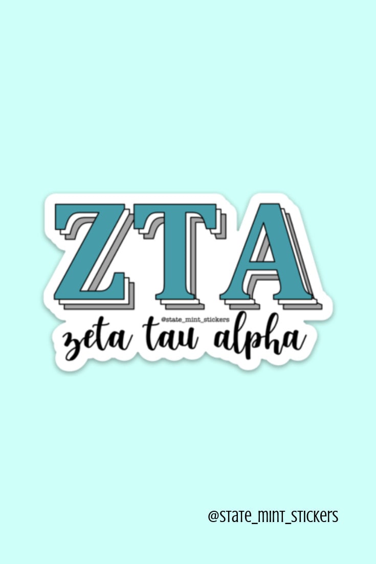 Zeta Tau Alpha Sorority Greek Letters Laptop Sticker - 3.5" Wide