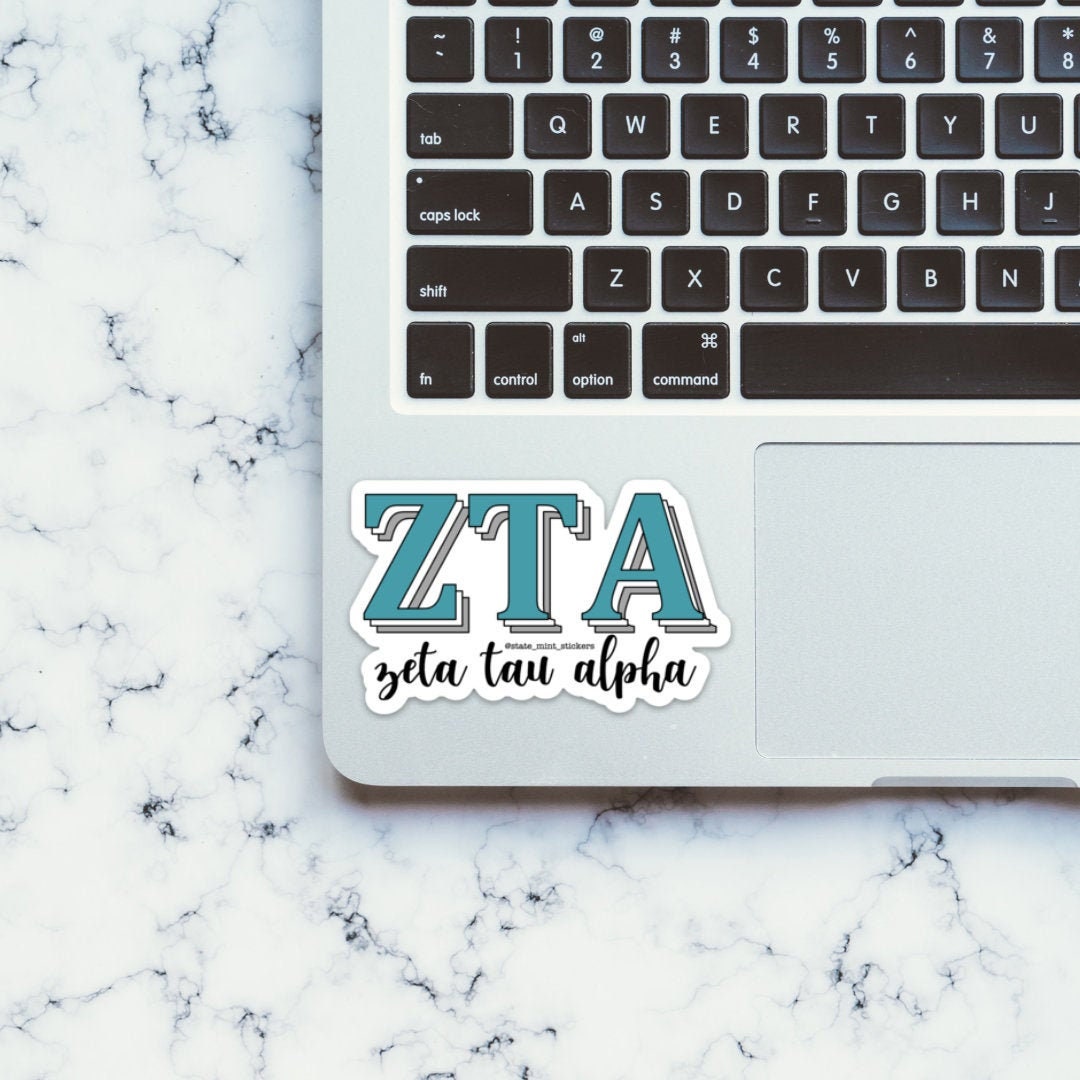 Zeta Tau Alpha Sorority Greek Letters Laptop Sticker - 3.5" Wide