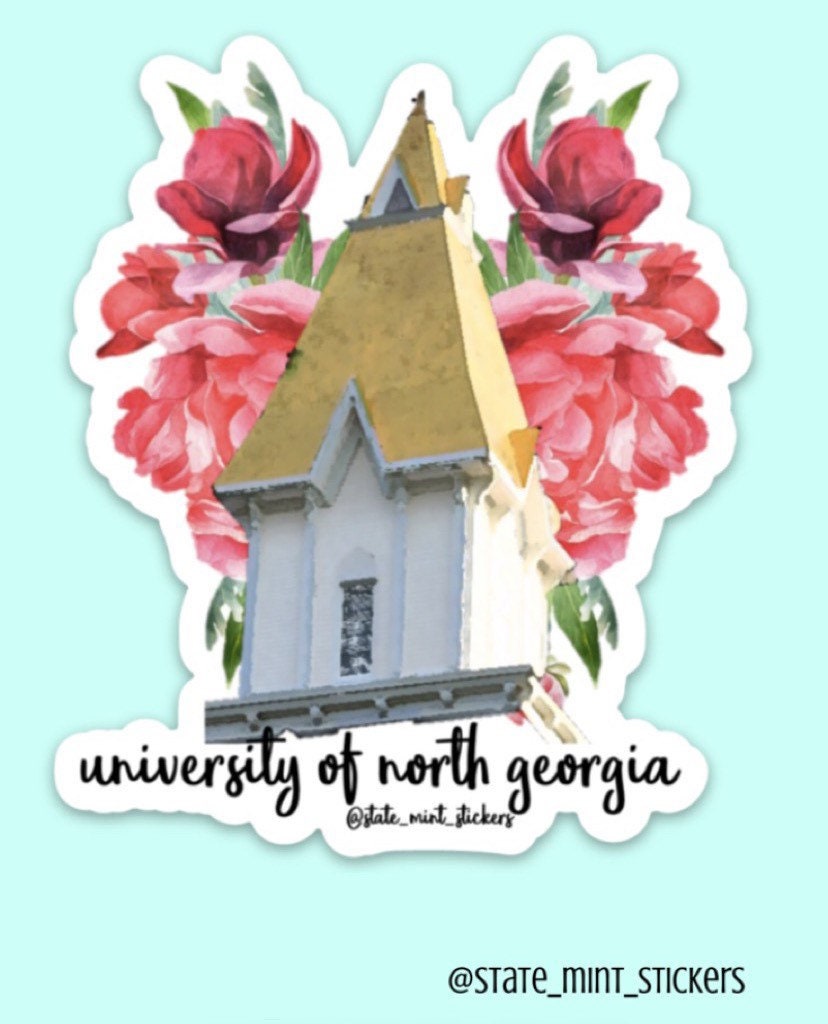 UNG Dahlonega Floral Sticker | Price Memorial Steeple University of North Georgia, UNG, NGCSU, student, graduate, alumni, alum, gift