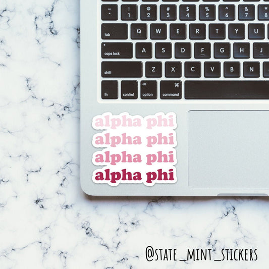 Alpha Phi Sorority Gradient  Sticker | 3.5" Wide | Official Licensed Product  / Decal |  for Car, Laptop, Mug, Cup, Cooler, Planner