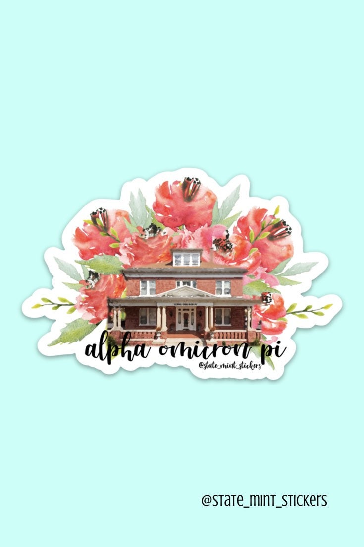 Alpha Omicron Pi ECU Sorority House Sticker | 3.5"  / Decal |  for Car, Laptop, Mug, Cup, Cooler, Planner