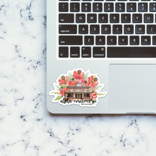 Alpha Omicron Pi ECU Sorority House Sticker | 3.5"  / Decal |  for Car, Laptop, Mug, Cup, Cooler, Planner