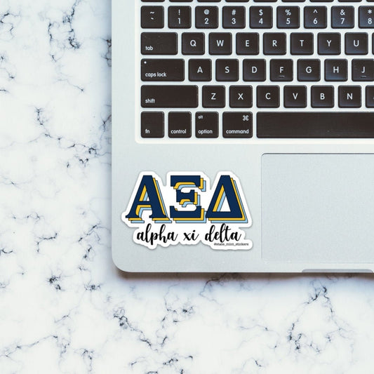 Alpha Xi Delta Layered Greek Letters Sticker / Decal | 3.5" Wide
