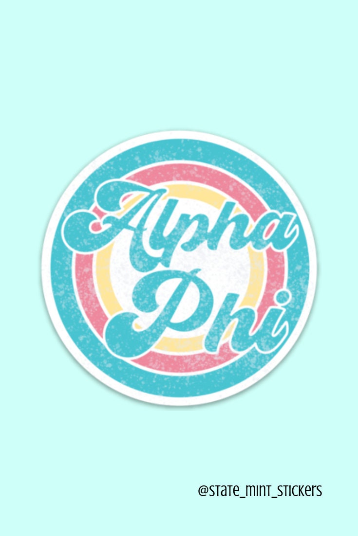 Alpha Phi Sorority Vintage Beach Circle Sticker / Decal | 3.5" Circle
