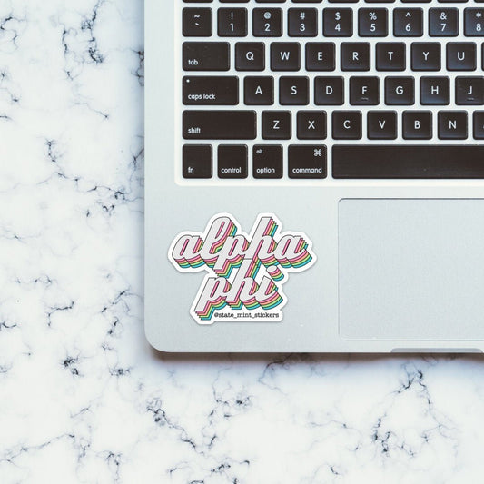 Alpha Phi Retro Rainbow Sorority Sticker / Decal | 3.5" Wide