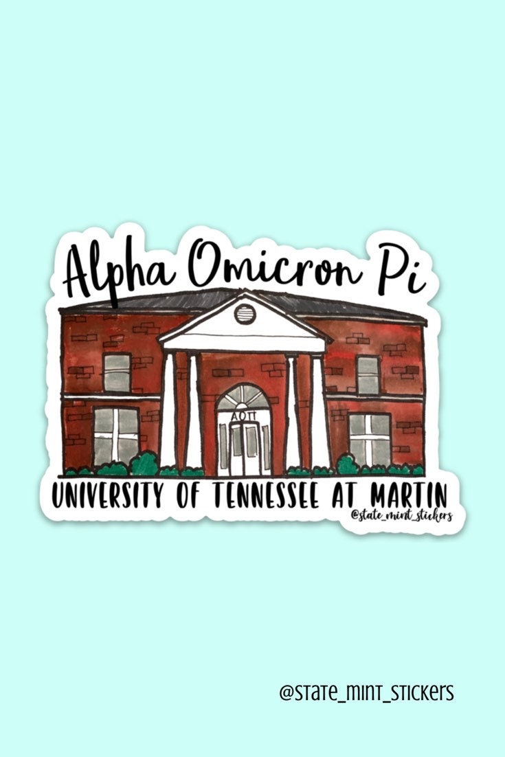 Alpha Omicron Pi University of Tennessee - Martin Sorority House Sticker | 3.5"
