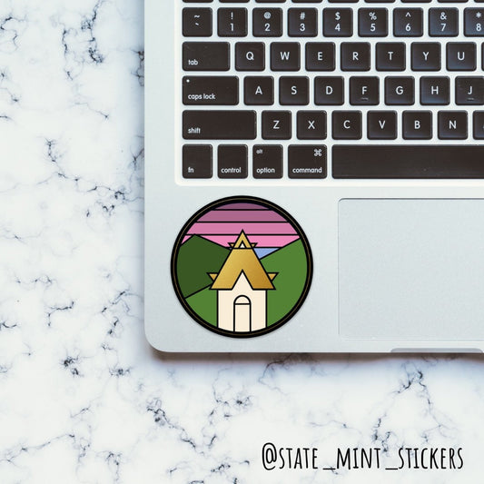 Dahlonega Circle Sticker / Decal | Price Memorial Steeple at the North Georgia, university college sticker decal, car, laptop, computer