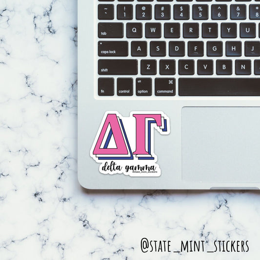 Delta Gamma Sorority Layered Letters Sticker / Decal | 3.5" Circle